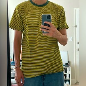 Vans Off the Wall Yellow and Green Striped T-shirt